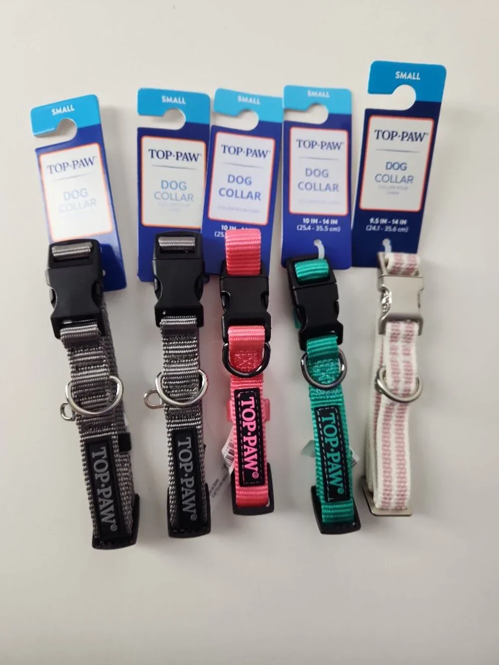 Set of 5 Dog Collars size Small gray pink green Top-Paw new bundle lot